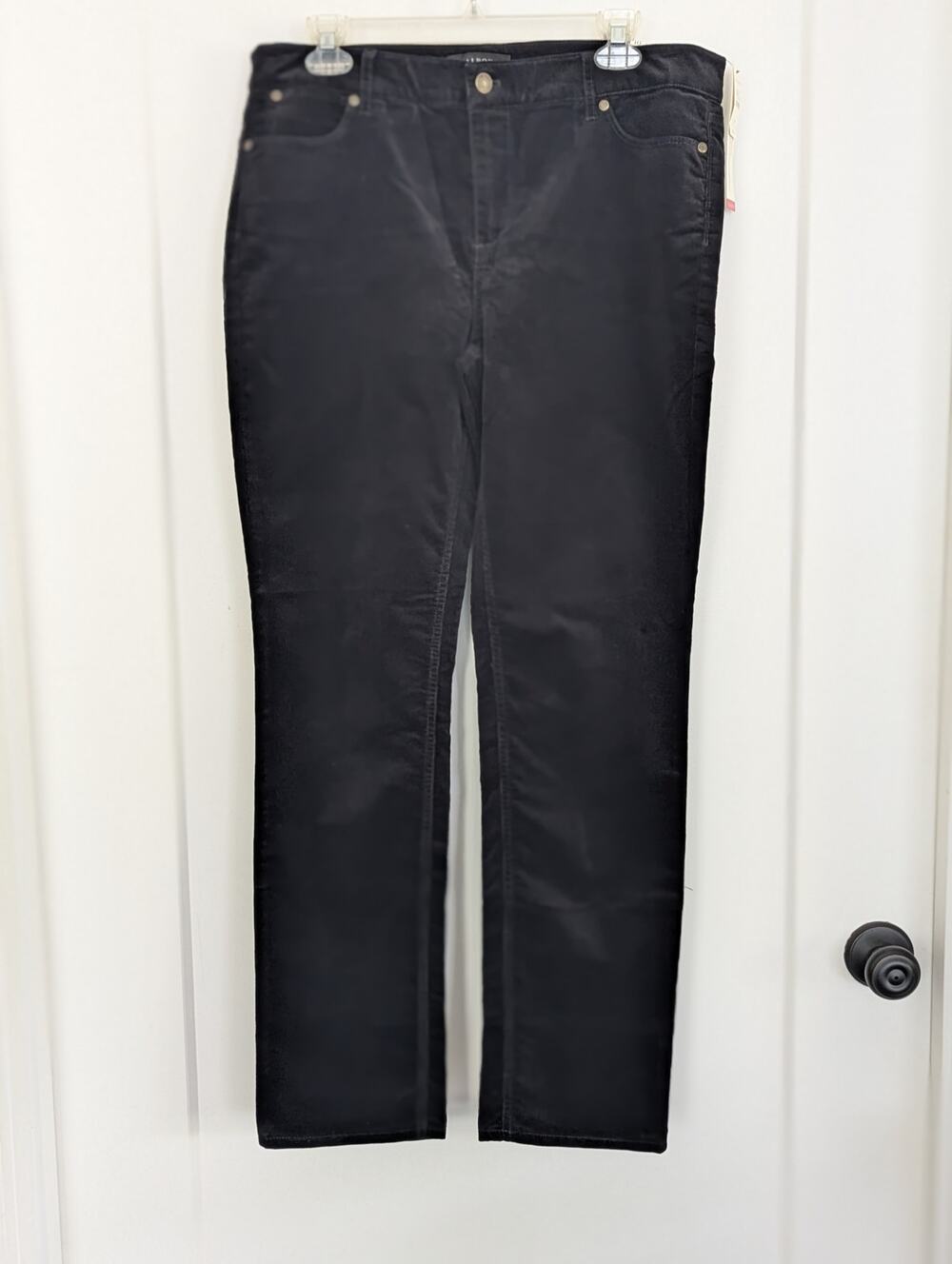 NWT Talbots Flawless 5-Pocket Black Corduroy Pants Straight Leg Slimming